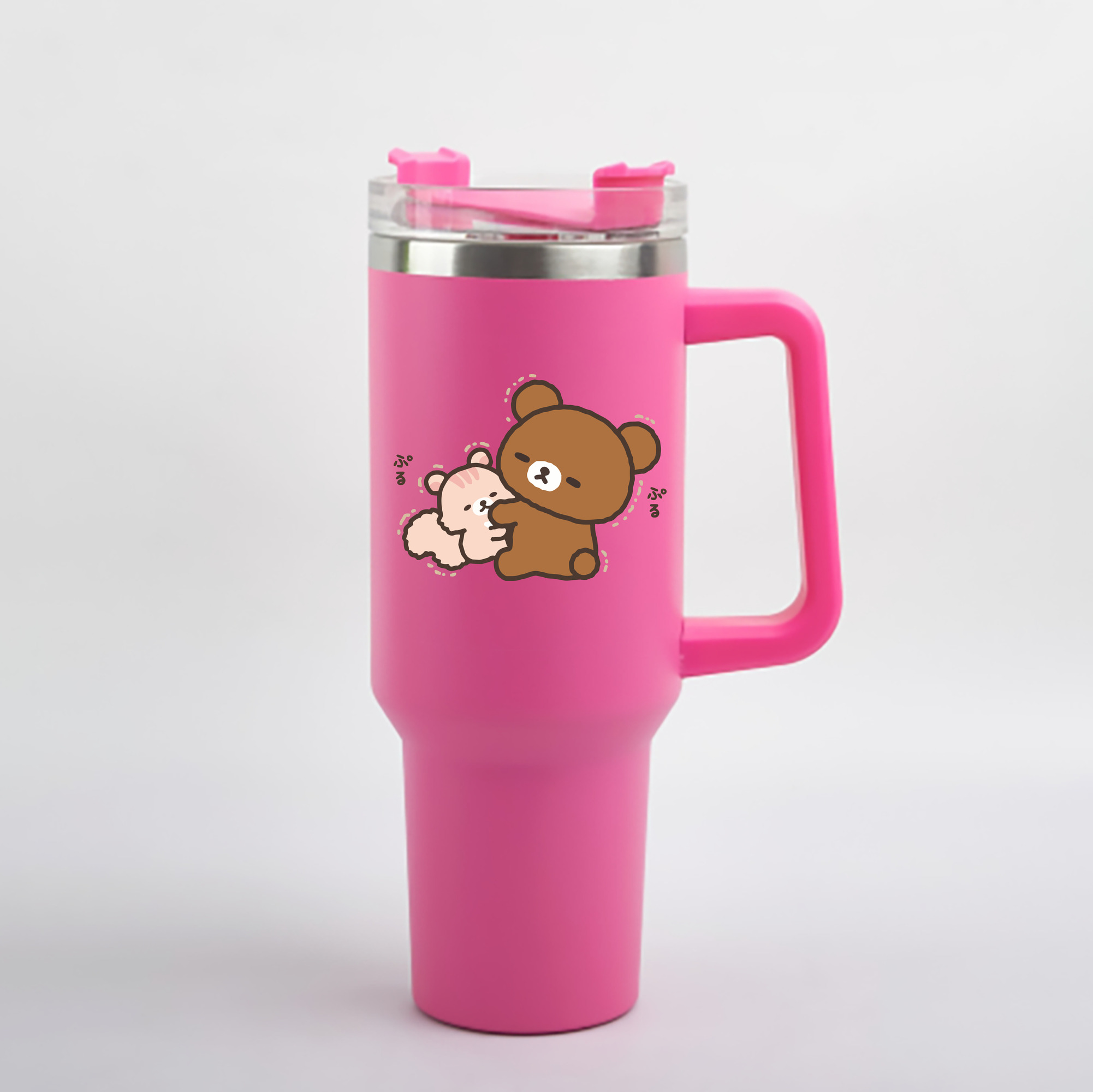 （画像用） リラックマ リラックマ キイロイトリ Rilakkuma Korilakkuma Kiiroitori 1200mL車用タンブラー - クリスタルステッカー（プラスチックストロー付き）